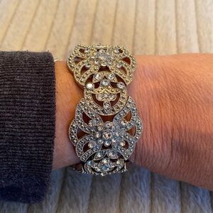 Beautiful Rhinestone Silver Tone Bracelet (great for Prom or Wedding)